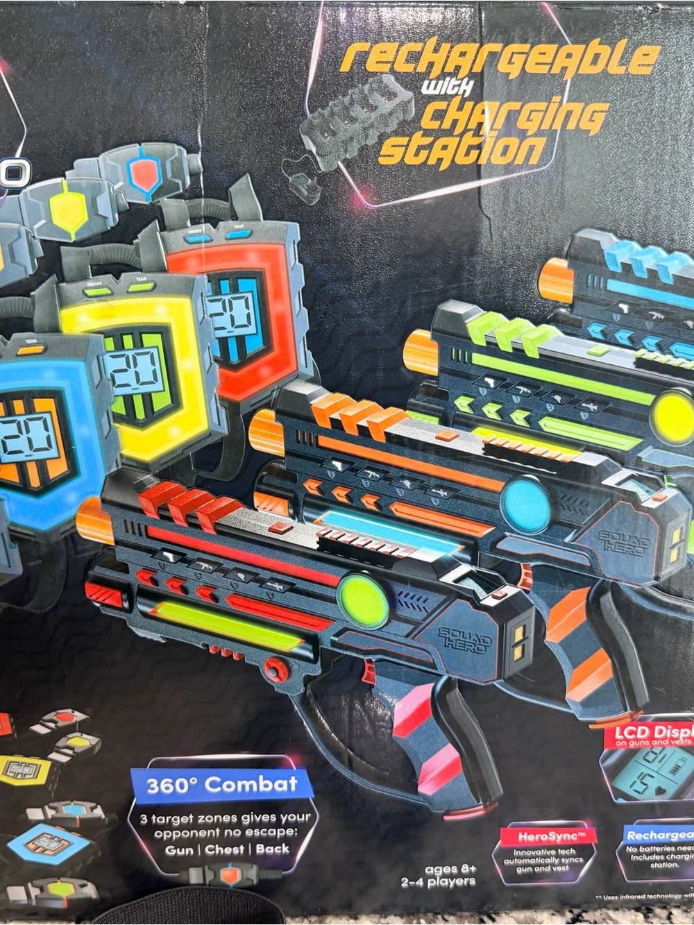 Rechargeable Combat Blaster Set with Blue, Orange, Green Accents